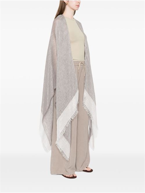 Sciarpa poncho donna con frange grigio Fabiana Filippi | SAD276A947M045VR1